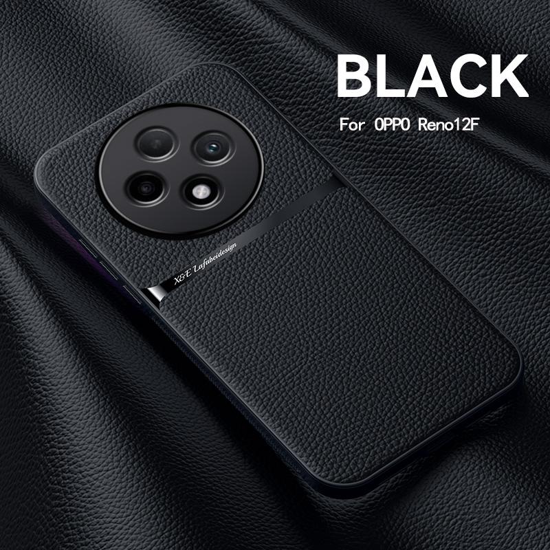 For OPPO Reno 12 F 5G Case Car Magnetic Holder Phone Case For OPPO Reno 12F 12 F 5G CPH2637 6.67" Shockproof Leather Back Cover