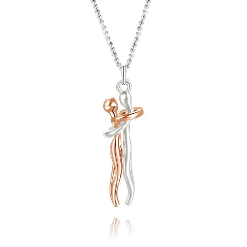 Couple Hug Necklace Lovers Hugging Pendant Valentine'S Day Couple Gift Love Style Gift For Wife