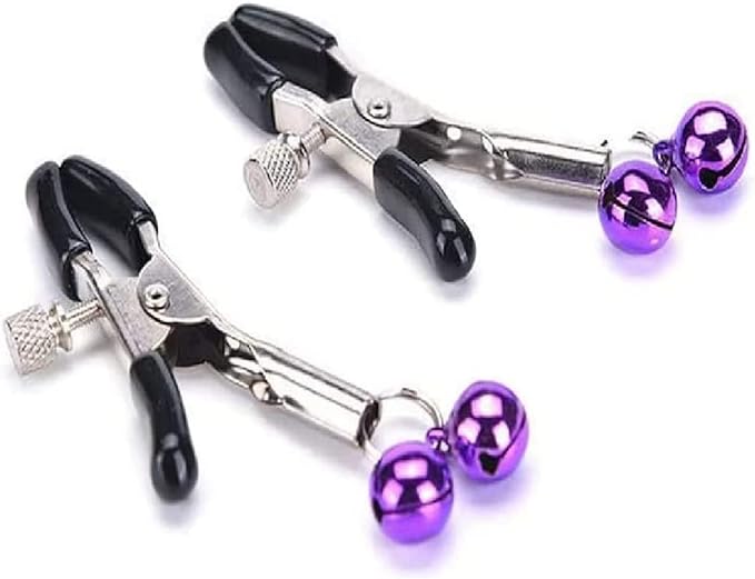 Nipple Clamps Breast Clips Metal Stimulator Purple Bells Rubber Couples Adult Sex Toys