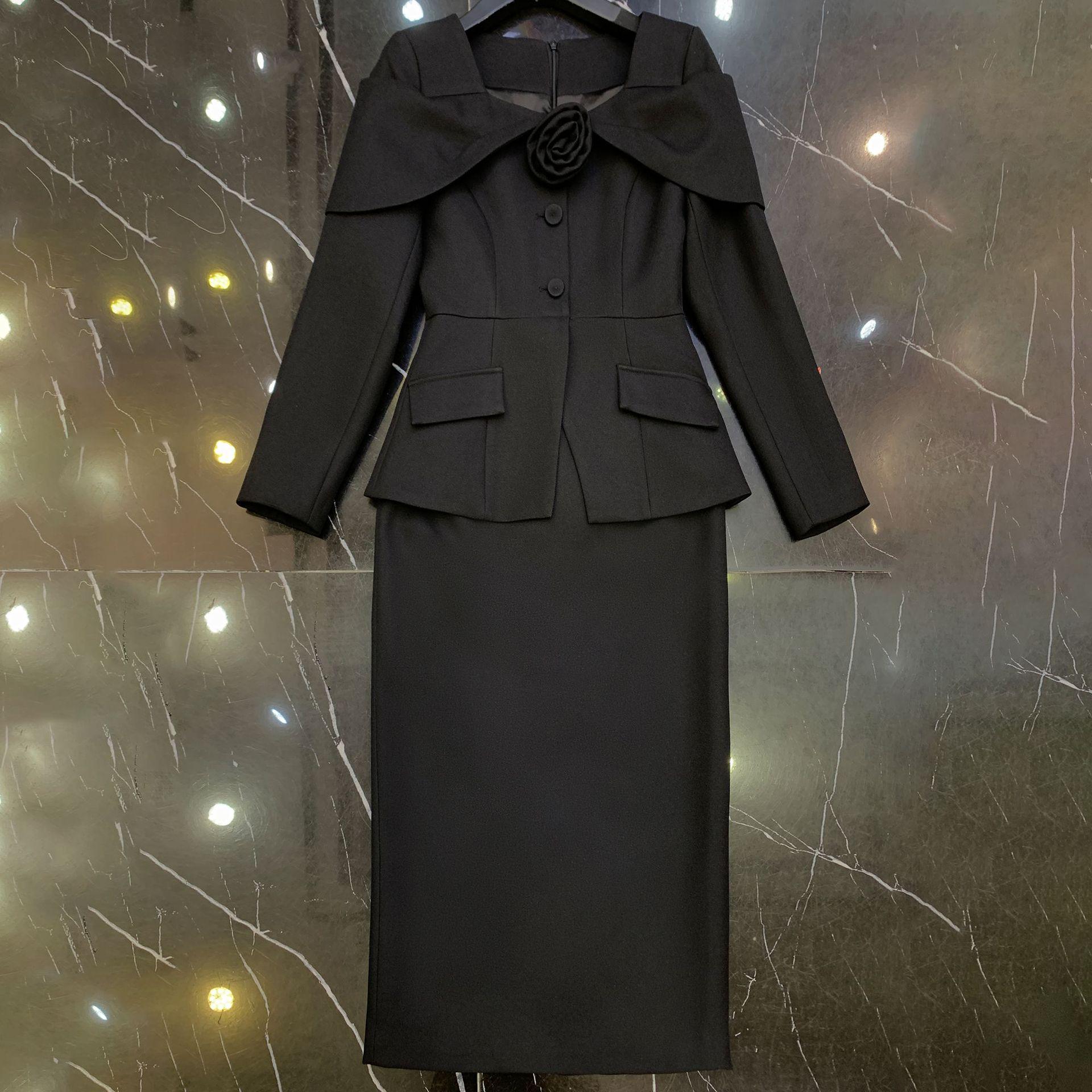 Zhi Li 2026 Spring Formal French Luxury Square Neck Fitted Waist Dress XL