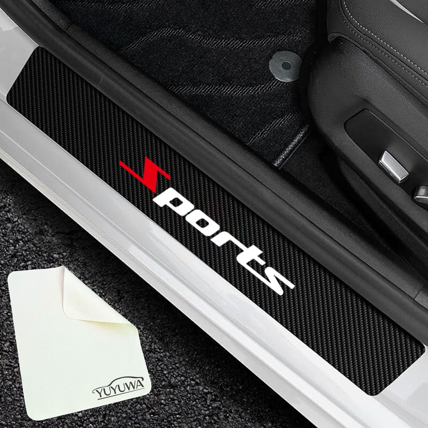 Car Side Step Guard SPORTS Compatible with All Cars Carbon