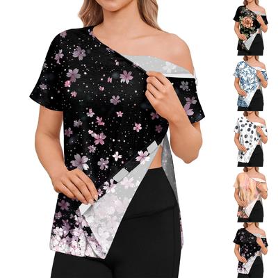 Women's Post-operative Short-sleeved Color Shirt With Shoulder Zipper And Side  Closure.