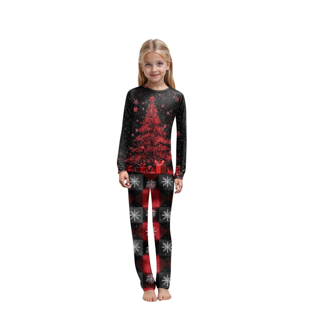 Christmas Print Family Outfit Long Sleeve Top + Pants Set Family Outfit
