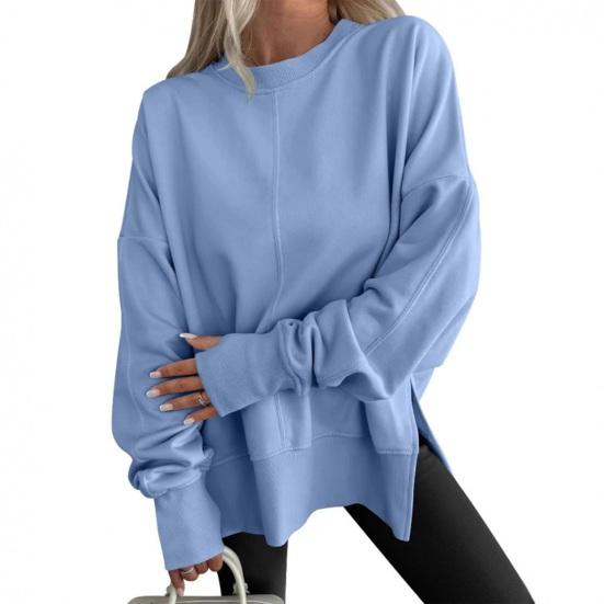 Women's Casual Crew Neck Sweatshirt Oversized Long Sleeve Pullover Tops Soft Side Slit Fall Loose Outfit