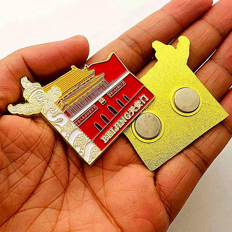 Beijing Tiananmen Square, Tourist Attraction, Shaped Refrigerator Sticker, Metal Gold-plated Commemorative Medal, Craft Magnet Commemorative Coin