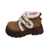 Women's thick-soled winter fur one belt buckle lightweight warm anti cold padded snow boots non-slip wear casual sneakers cotton boots