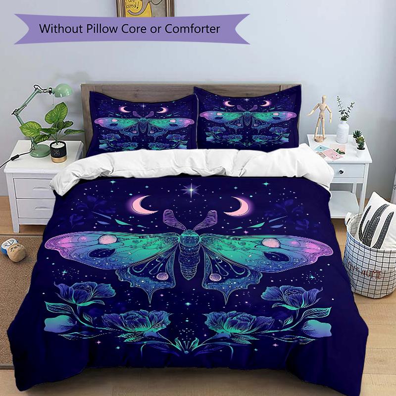 

3pcs Butterfly Art Bedding Set - Includes Quilt Cover and Pillowcases, Suitable for All Seasons N009 135x200cm
