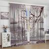 Cherry Blossom Windows Curtains  Japanese Traditional Retro Cherry Blossom  Mountain and Lake Watercolor Landscape Home Decor for