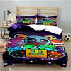 Set Biancheria da Letto 3 Pezzi Personaggi Colorati Geometry Dash, Ideale per 1 Copripiumino e 2 Federe Perfetto per Regalo Fan, Ideale per Camera da Letto, Dormitorio