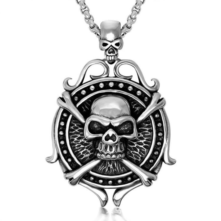 Punk Series Retro Skull Necklace Mens Domineering Pendant Retro