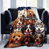 1PC Custom Name Puppy Portrait Collage flannel blanket versatile,all-season throw suitable for the living room,bedroom,camping,travel,and gift