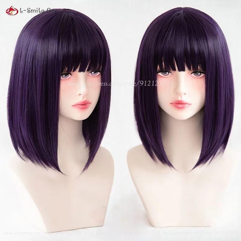 Anime Marin Kitagawa Kuroe Shizuku Cosplay Pruik Dames Korte Pruik Donkerpaars Hittebestendig Synthetisch Haar Feestpruiken + Pruikkap black