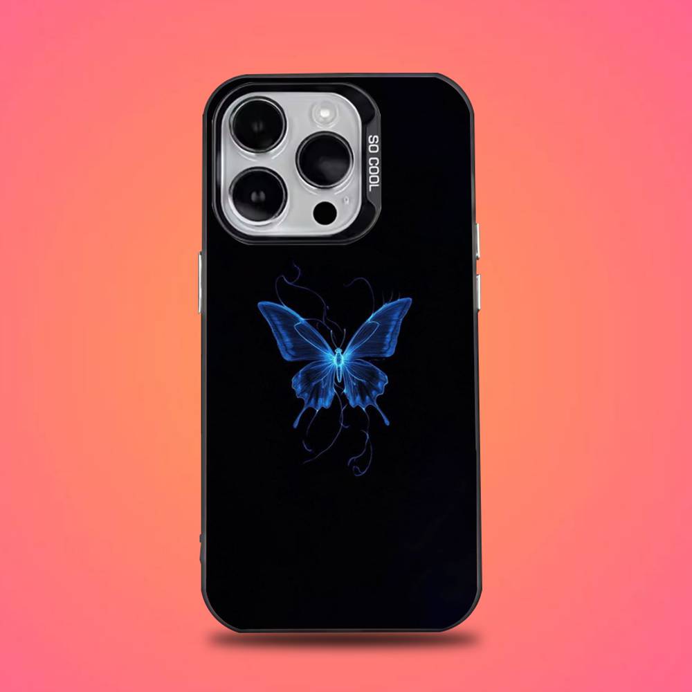 Glow In The Dark Butterfly Phone Case For iPhone 16,15,14,13,12,11,Mini,Pro,E,SE4,XS,MAX Black Candy Matte Cover