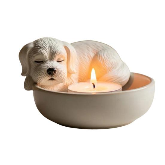 

Hand-Painted Puppy Candle Holder Votive Tealight Candle Stand Living Room Bathroom Candlestick Decoration Table Centerpiece Ornament A
