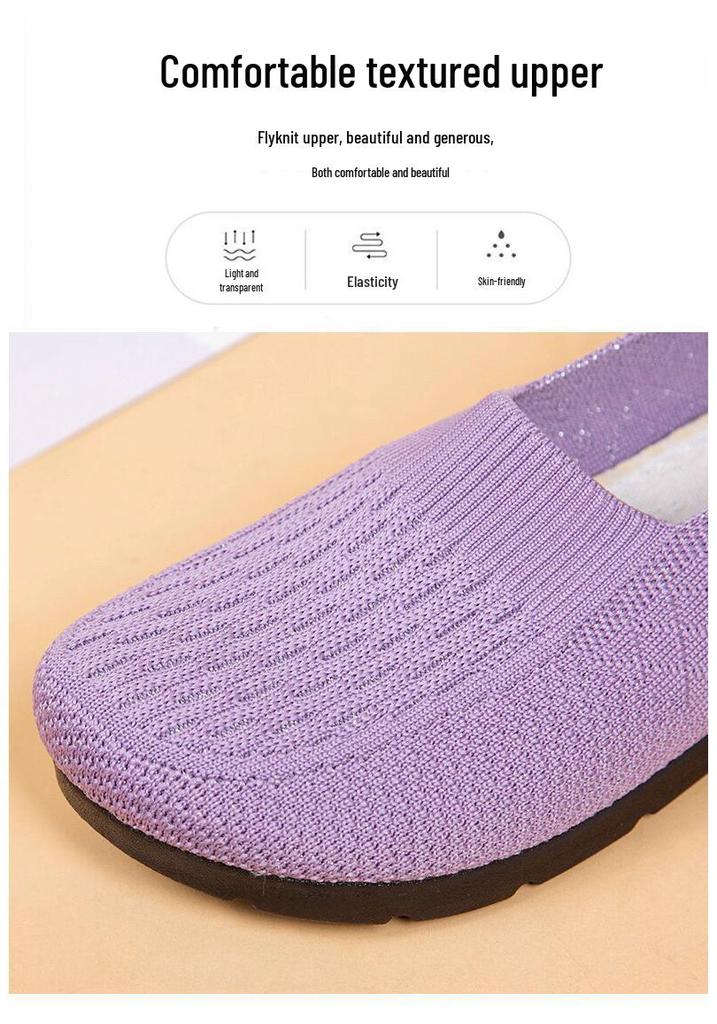Women's Non-Slip Soft Sole Slip-On Beijing Cloth Shoes - Breathable Mesh, Casual Comfort