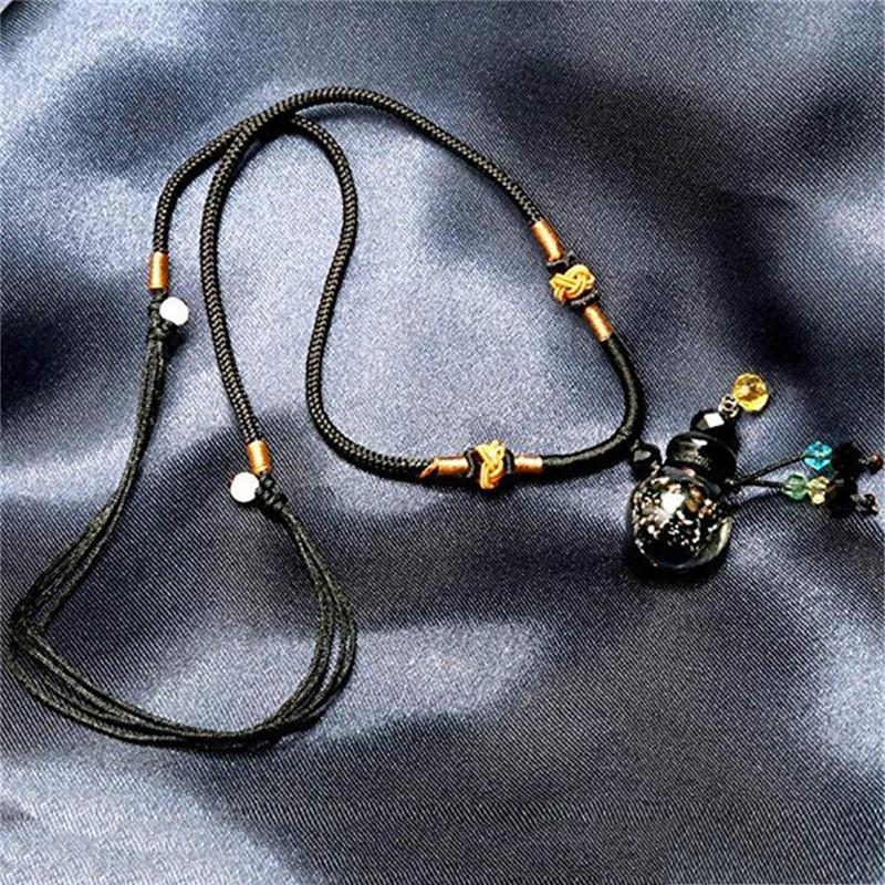 Black Glass Bead Aromatherapy Necklaces Luminous Essential Oil Bottle Sweater Chain Pendant For Men Women Jewelry Gift