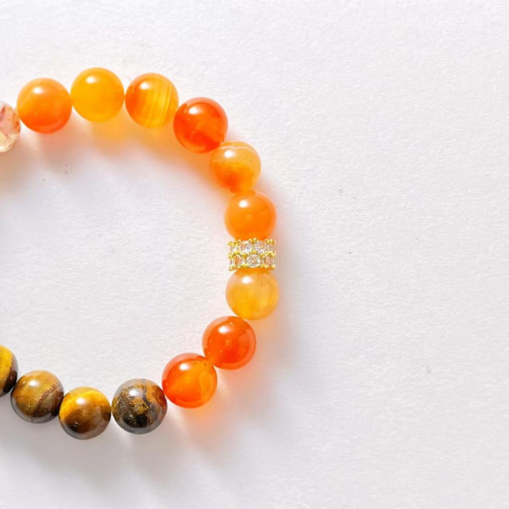 Maillard Maple Natural Tiger'S Eye Honey Milk Cover Citrine Chalcedony Bracelet Bracelet