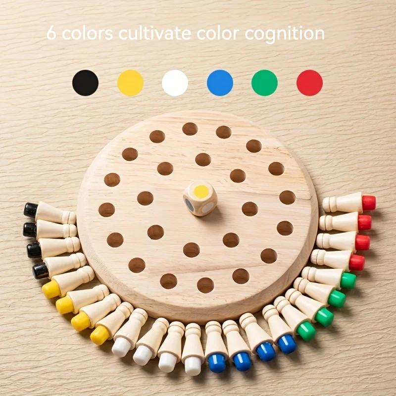 Montessori Kinder Holz Früherziehung Puzzle Memory Schach Spielzeug, Konzentration Eltern-Kind-Interaktion Spaß Spiel Schach