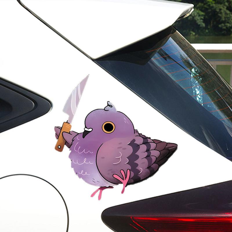 JT127#14.5x15cm Angy Pigeon with a Knife Sticker Decoration Motorcycle External Accessories Waterproof Vinyl Decals