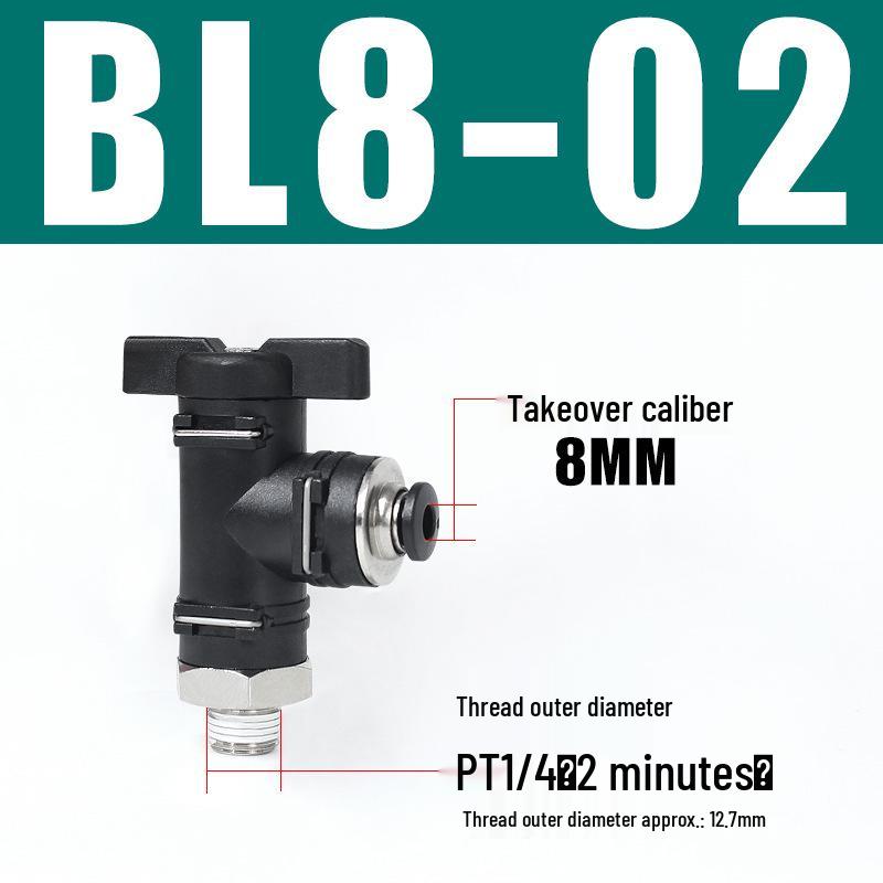 Pneumatic BUC-6-10 Hand Valve: 8mm Air Hose, 12mm Manual Straight Valve with Quick Connect Fitting