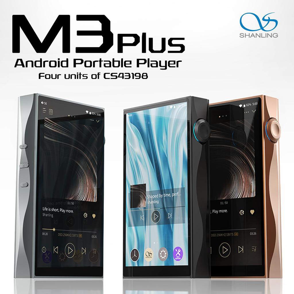 Shanling M3 Plus Compact Android Player with Quad Portable Digital Audio Music PCM aptX AGLO CS43198 DAC, Hi-Res Player, DAP, Bluetooth, 4.4mm