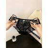 Ladies Spring and Summer Sexy Lace Hollow Out Flash Drill Strap Cotton Breathable Briefs