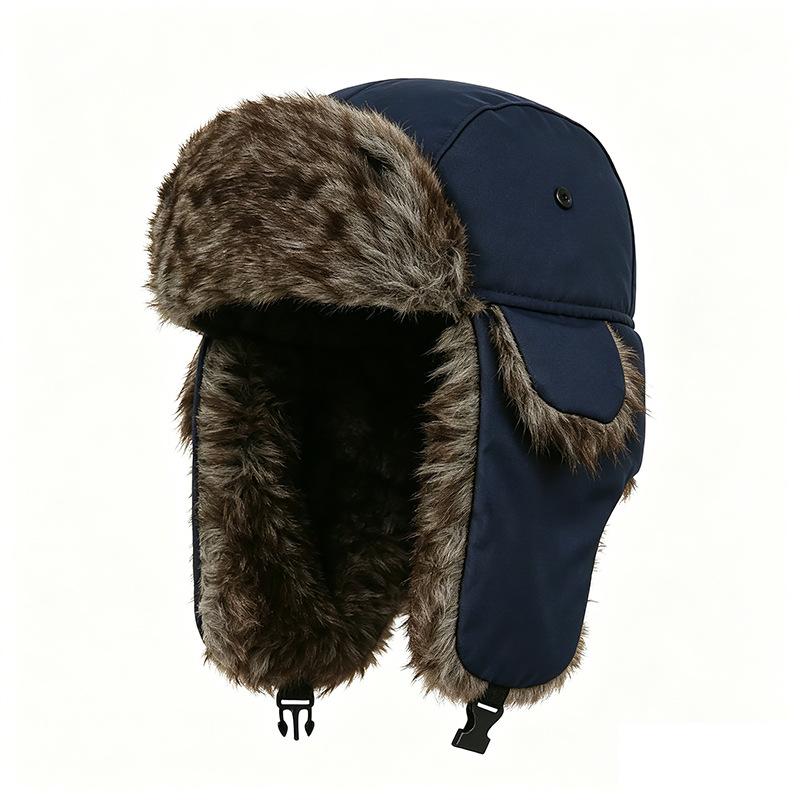 Winter Warm Waterproof Ear Protection Lei Feng Hat Outdoor Fleece Thickened Cycling Hat Windproof and Cold Proof Plush Pilot Hat
