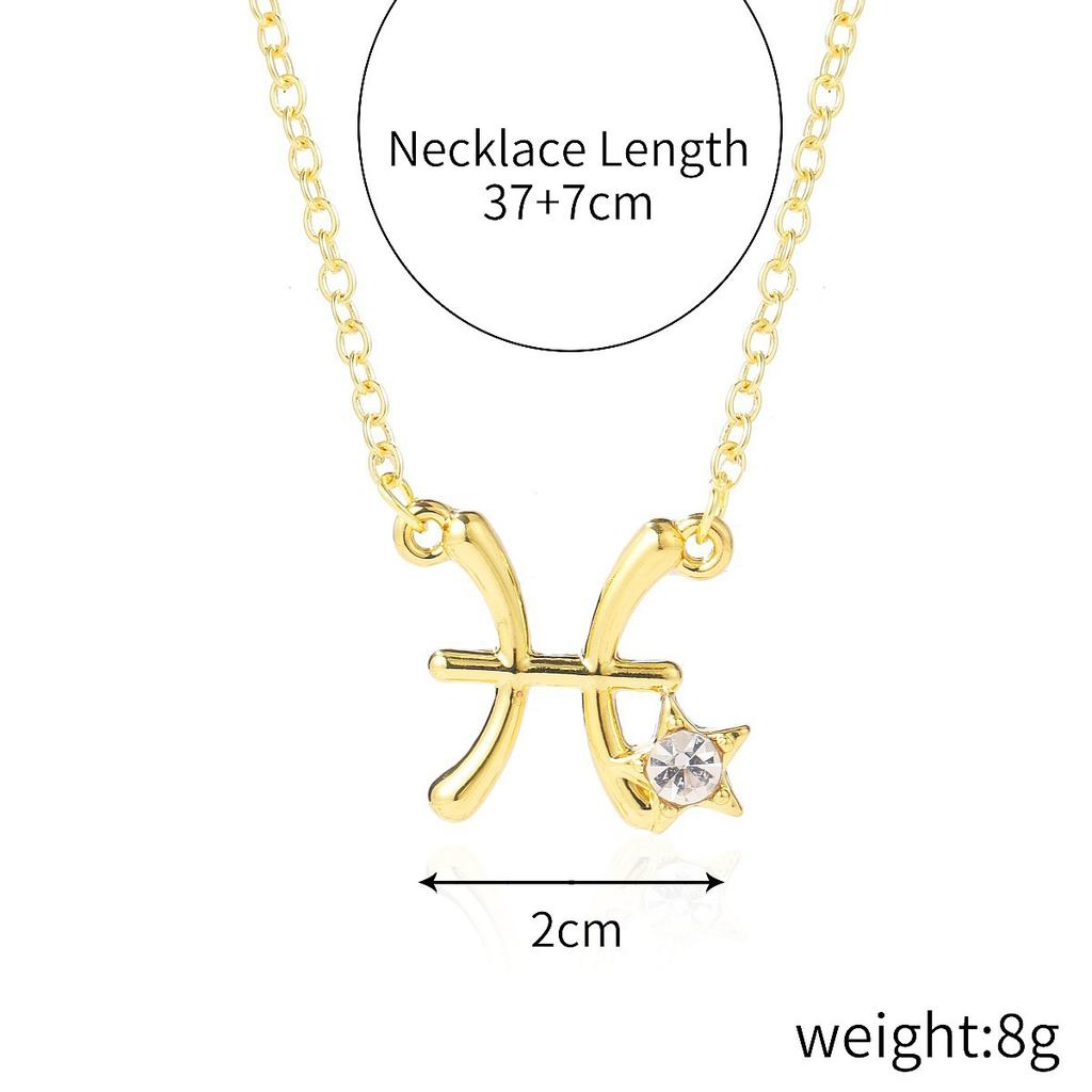 Source Twelve Constellation Necklace 12 Constellation Alloy Diamond-encrusted Rhinestone Collarbone Chain, Spot