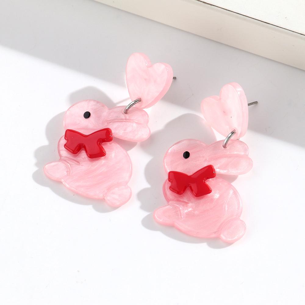 

Lovely Cartoon Easter Rabbit Drop Earrings for Women Girls Cute Bow Bunny Animal Pendant Earring Valentine s Day Jewelry Gifts