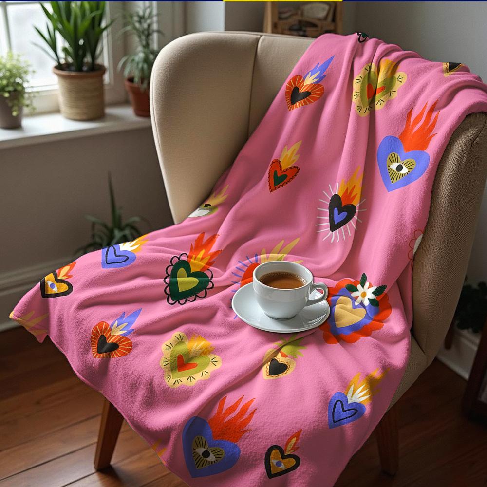 Royal Blue Tropical Bold Flower Cartoon Anime Print Flannel Blanket Soft Warm Throw for Kids Bedroom Sofa Christmas Office Car