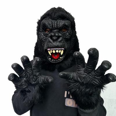 King of Monsters Gorilla Latex Head Cover, Halloween Party Mask, with Gloves