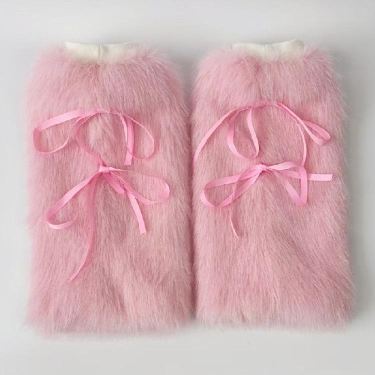 Soft Furry Plush Leg Covers For Women Stylish Bows Detail Fashion Leg Warmers Warmth Indoor Outdoor Versatility
