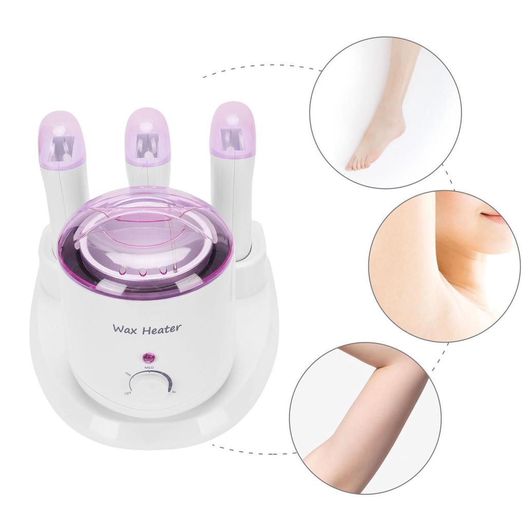 4 In 1 Wax Heater Anti Scald 3 Roll On Wax Warmer Single Pot Transparent Lid 220W for Home Use