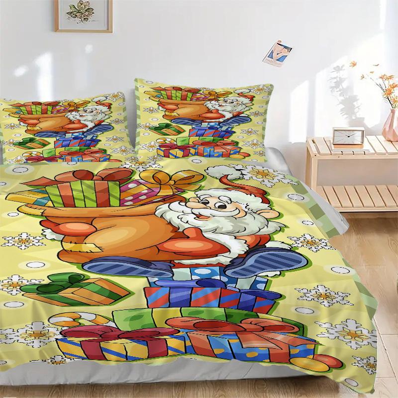 

3pcs Christmas Santa Claus Duvet Cover Set - Includes 1 Duvet Cover and 2 Pillowcases, No Quilt Core, All-Season Home Decor yy251111031 135x200cm