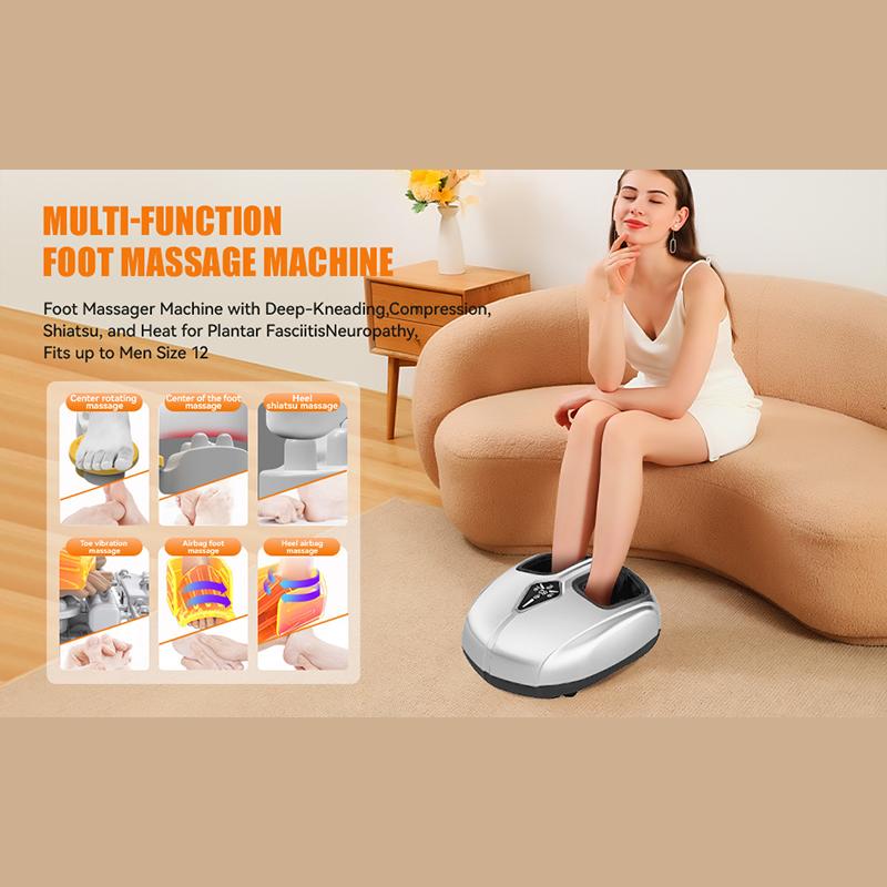 Electric Foot Massage Machine Kneading Air Compression Foot Massager with Heating Vibration Relax Foot Household Gift
