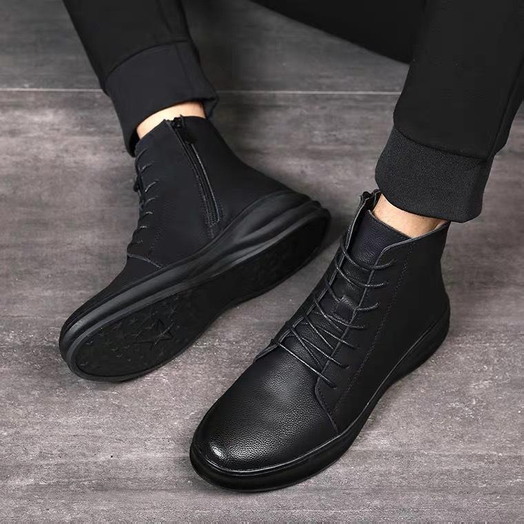 

Men s Leather Martin Boots Leather High-top Casual Tooling Shoes British Style Mid-top Leather Shoes 38