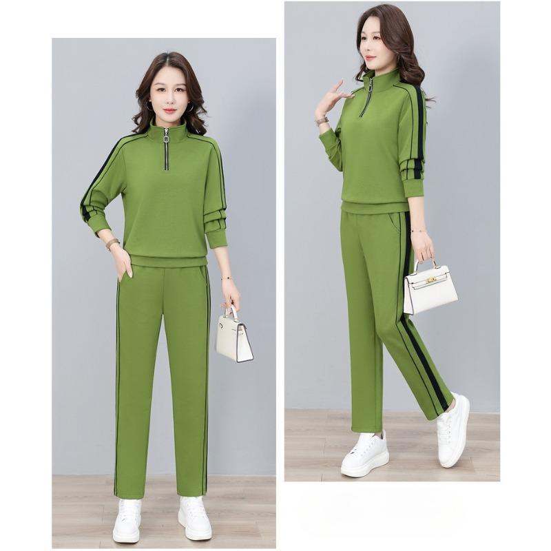 Fashion Women Half Zip Stand Collar Sportswear Suit Casual Spring Autumn Outdoor Sports Two Piece Tracksuit for Ladies
