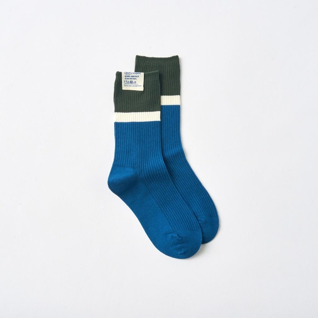 It's Socks Label Color Block Socks Navy Green_FS0825022