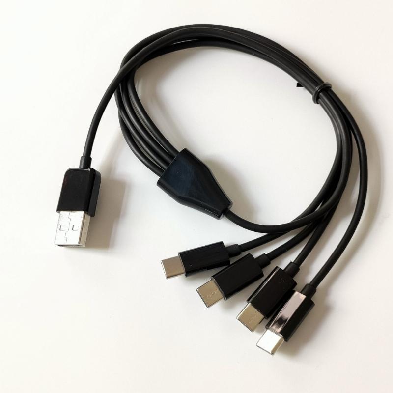 4 in 1 USB to 4USB C Port Charging Cable Power Supply Wire Line 3.0mm OD for Laptops Tablets Phones 50cm Long