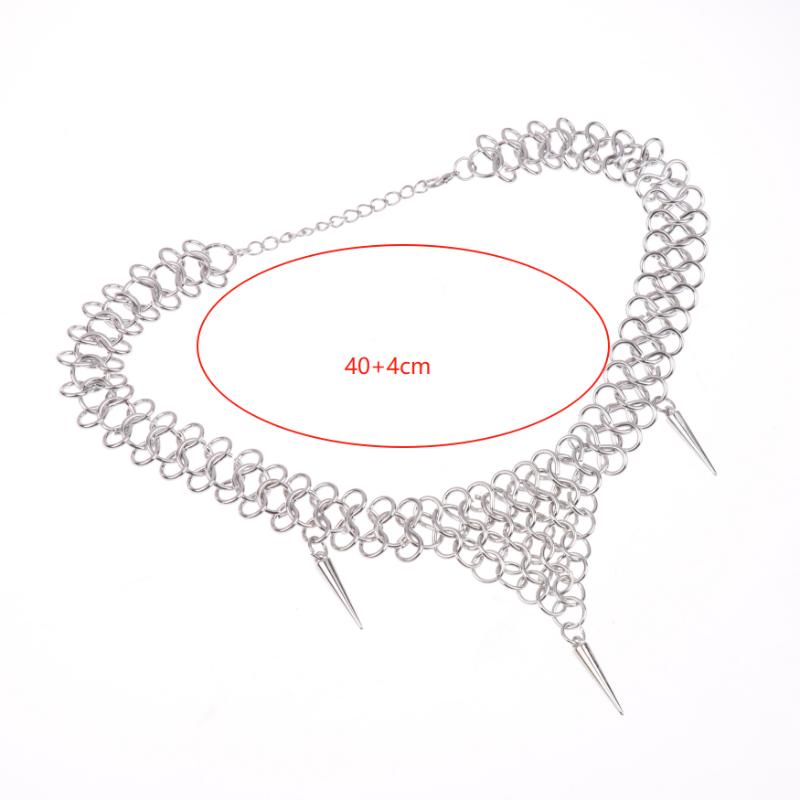 Gothic Hollow Ring Concatenation Chain Rivet Pendant Necklace For Women Fashion Vintage Punk Geometric Accessories Gift