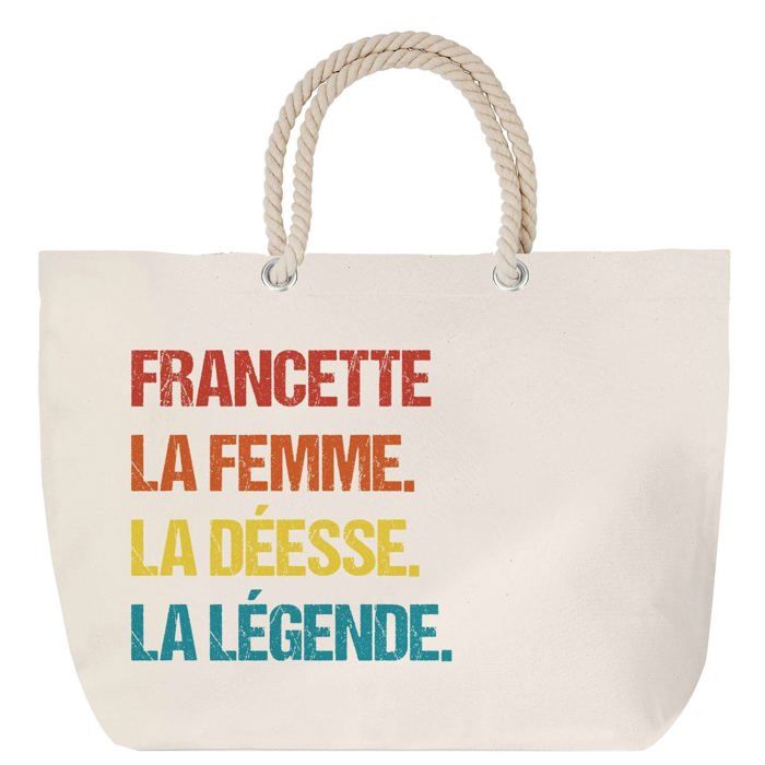 Sac de plage anse corde - PLANETEE - Déesse Légende - Grand format - Coton - Multicolore