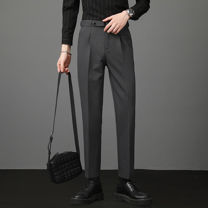 Popular, light luxury belt Neapolitan men's casual small trousers autumn new young men's trousers trousers trousers