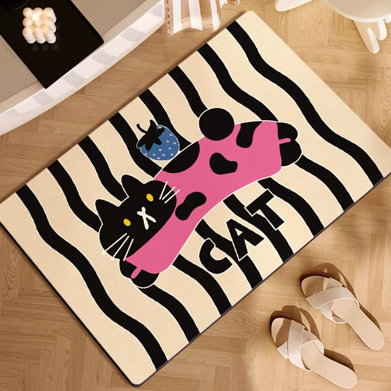Cartoon Style Bathroom Slip-resistant Mat Dirty and Wear-resistant Diatom Mud Cushion Porch Restroom Door Quick Dry Easy Care Foot Mat
