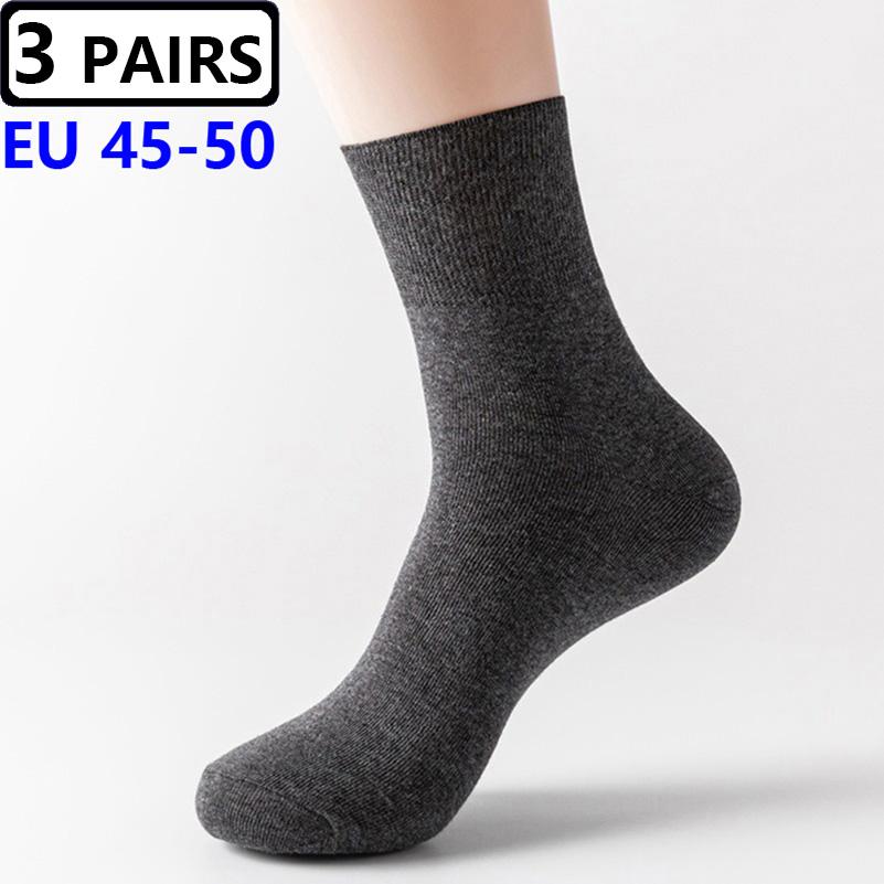 3 Pairs/lot Men's Large Socks Plus Big Size EU48,49,50 All-match Casual Business Anti-Odor Men Socks Sox Meias Calcetines Hombre
