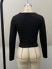 Women's Knitwear Top - Square Neck, Long Sleeve, Buttoned: Perfect for Autumn/Winter Y2K Style