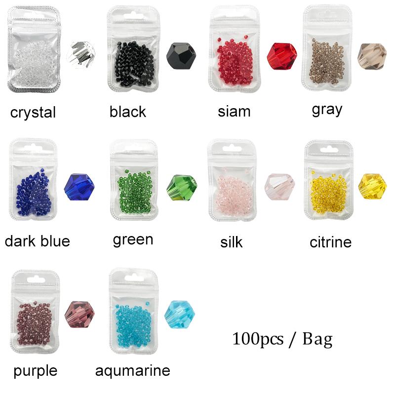 1000pcs  Wholesale Big Bag Colorful 4mm Bicone Crystal Beads Glass Beads Loose Spacer Beads Bracelet Jewelry Making Accessories