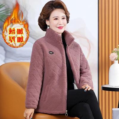 Mom's Autumn/Winter Velvet Hoodie: Thick, Short, Plus Velvet Jacket for Fashionable Middle-Aged and Elderly Women.
