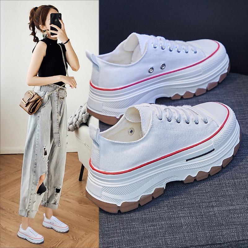 New Breathable Student Board Shoes for The Canvas Shoe Season Thick-soled Height-increasing and Casual