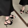 Fashion Fashion Metal Buckle Strap Design Thin High Heels Women Sexy Open Toe Ankle Strap Heeled Sandals Elegant Banquet Wedding Shoes