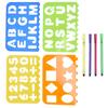 Drawing Stencil Kit Children Number Letter Shape Drawing Template Ruler Pen White Paper Set